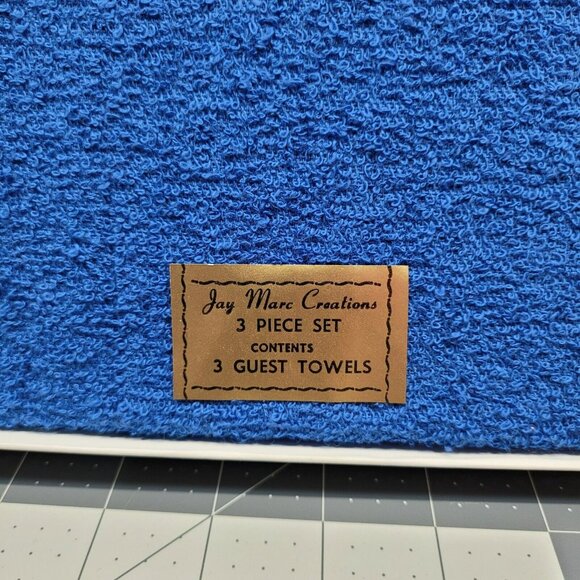 Jay Marc Creations Bathroom Towel Set 3 Piece Guest Towel Blue Rose Floral Vtg - Picture 4 of 12